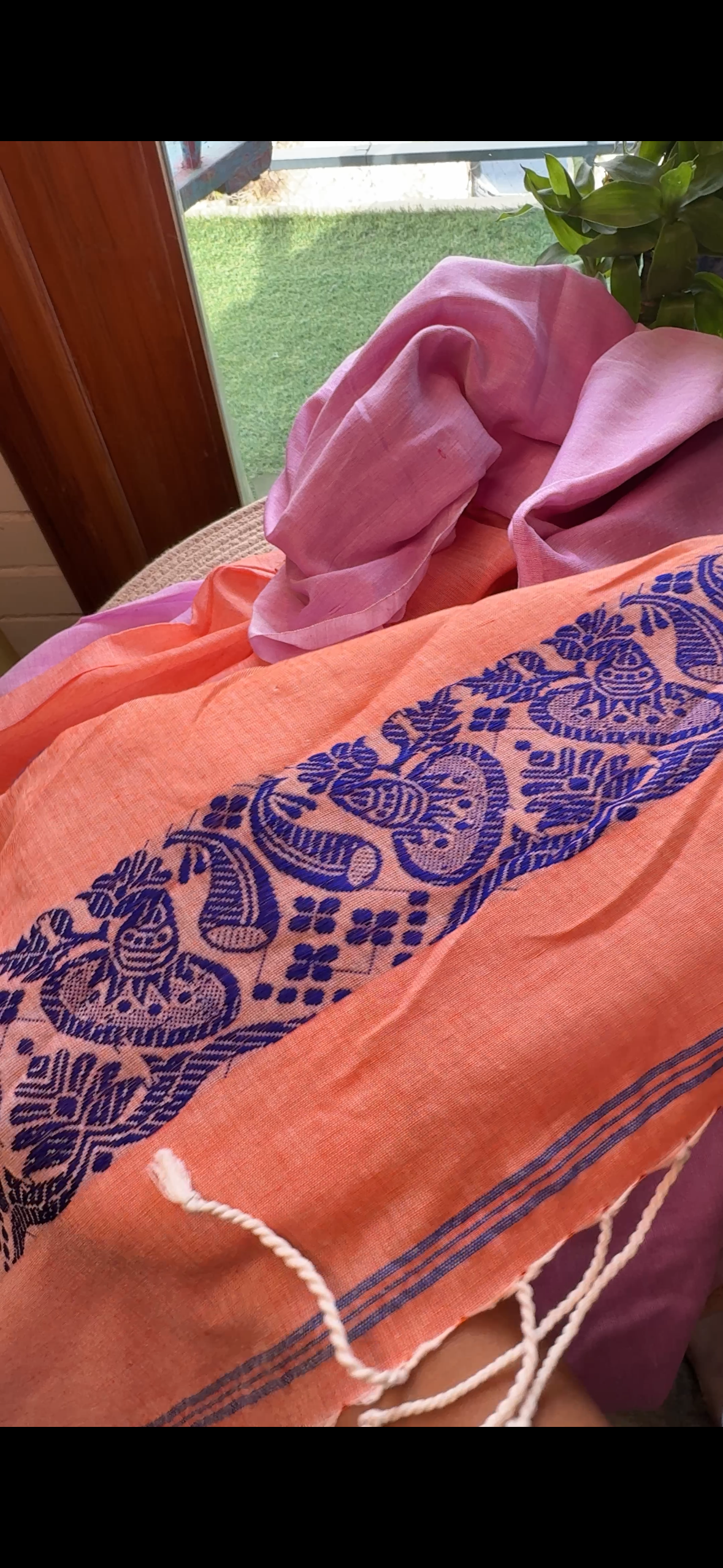 Pink Assam Handloom Cotton Saree