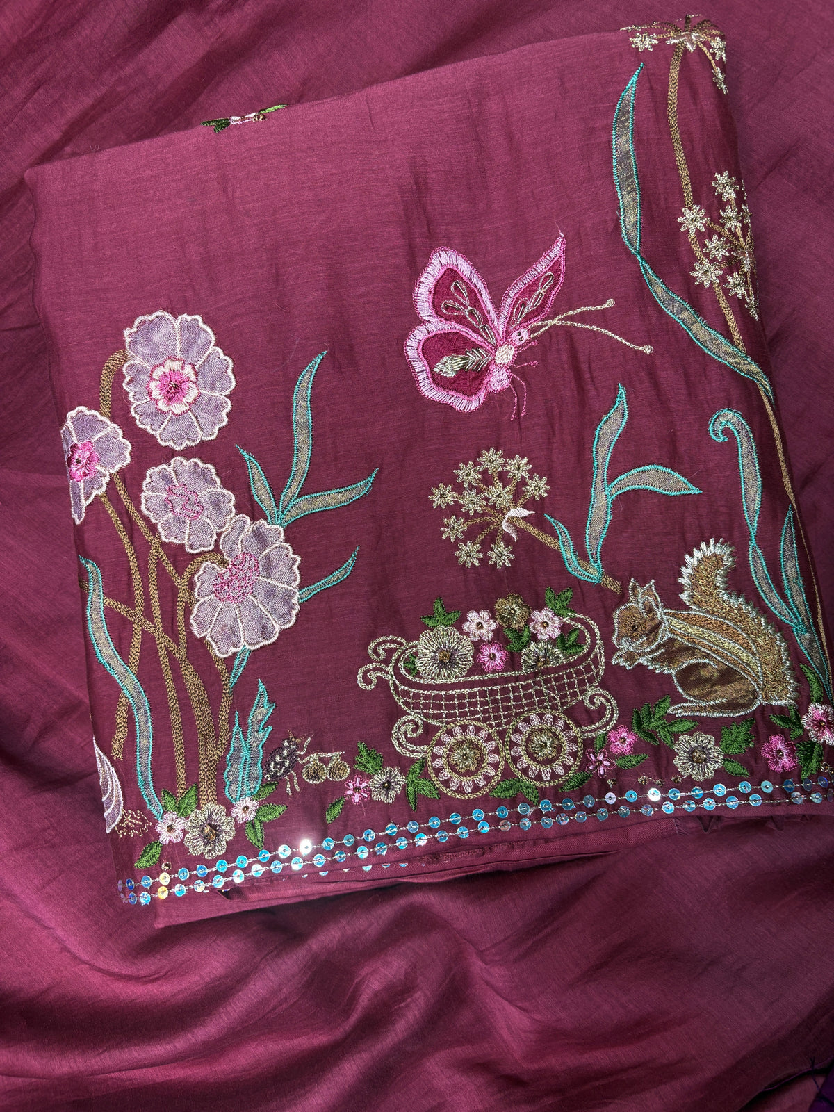 Maroon Pure Mul Cotton Suit Set