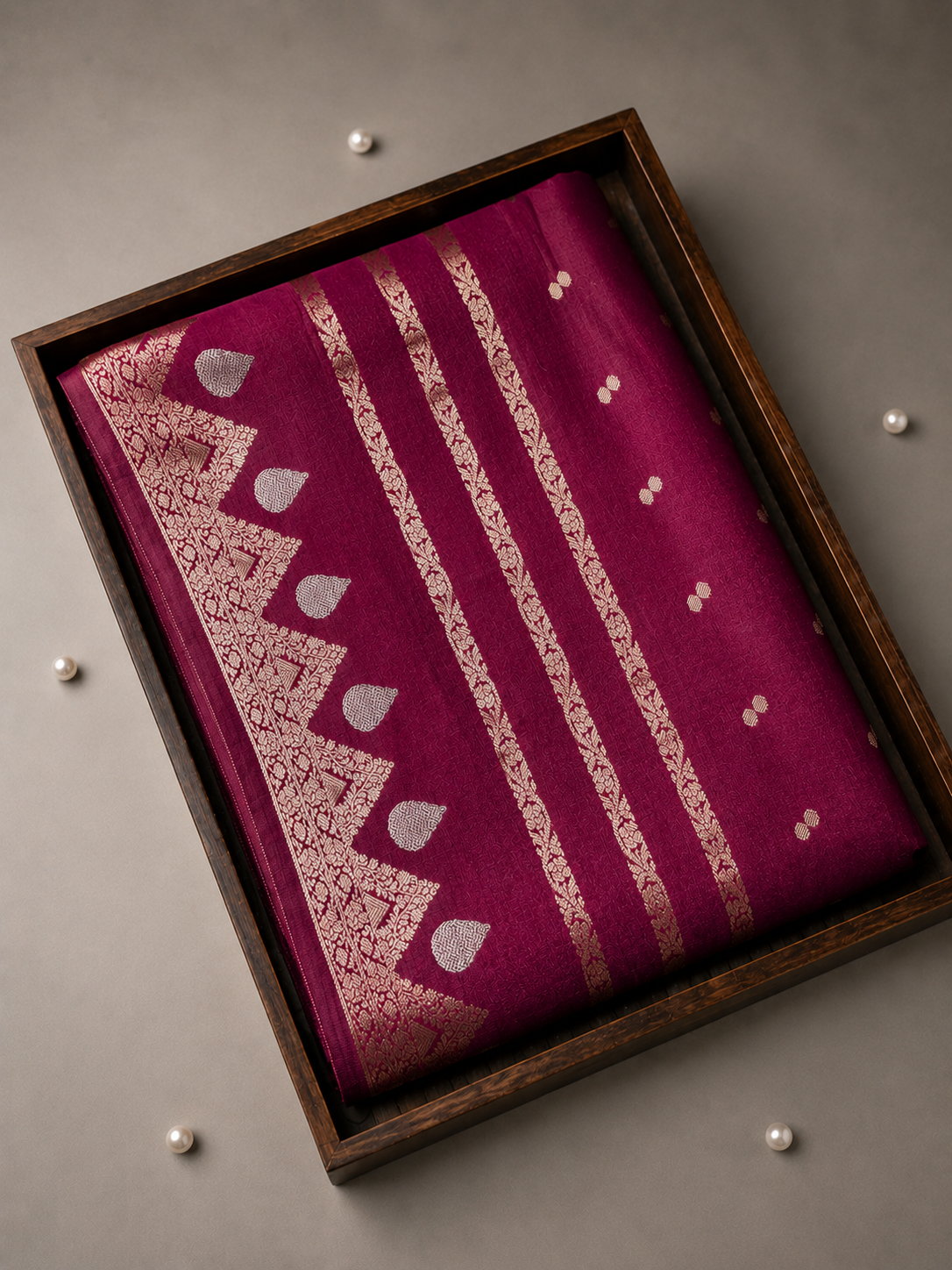 Wine Chiniya Silk Saree
