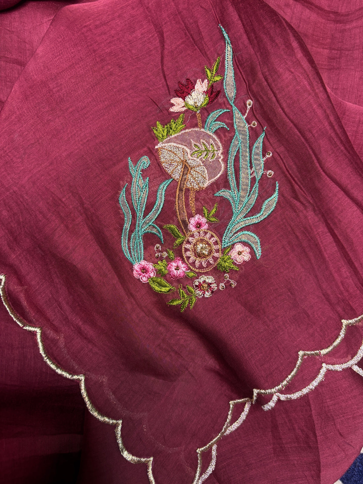 Maroon Pure Mul Cotton Suit Set