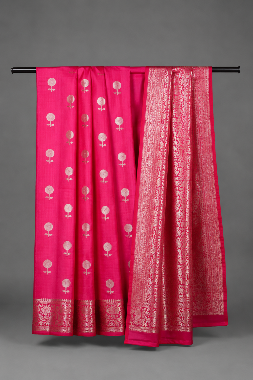 Pink Pure Chiniya Silk Banarasi Saree